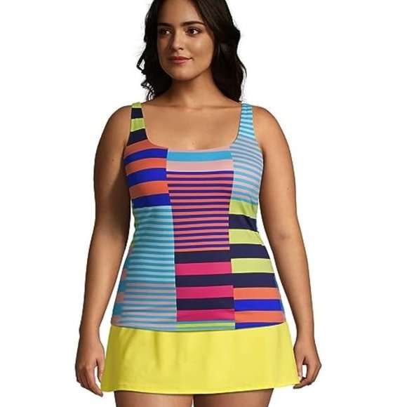 Lands' End Other - NWT Lands' End Womens Square Neck Underwire Tankini Top Size 18W $80 DD841